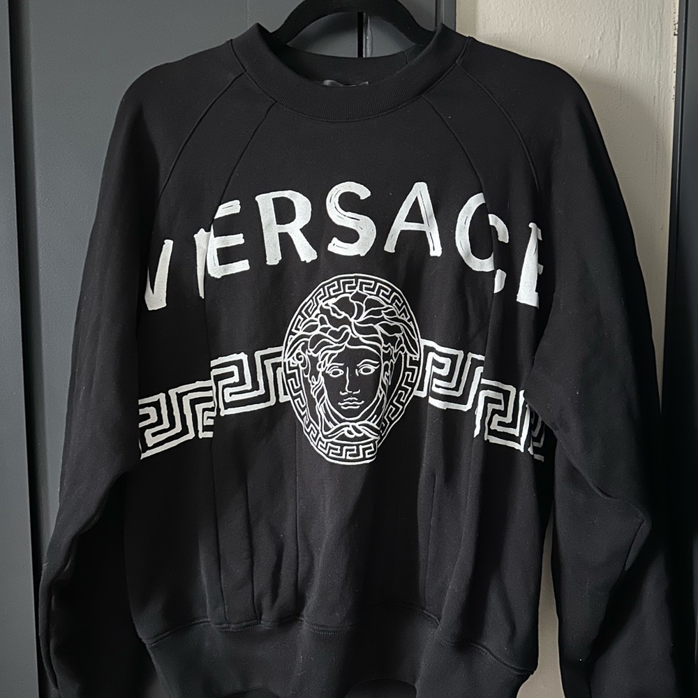 Versace Black Crewneck Sweater with Medusa Logo